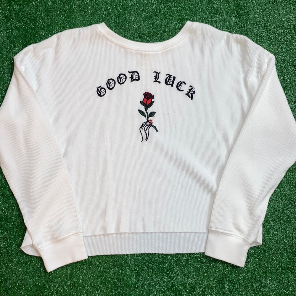 Forever 21 Girls Good Luck Floral Long Sleeve Shirt
